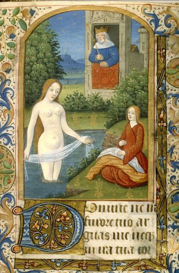 דוד ובתשבע, איור ימי הביניים מתוך מתוך ספר השעות, בסביבות 1500