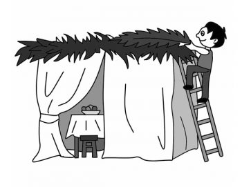 Illustration: building a Sukkah - Sukkot