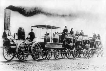 רכבת קיטור של דה'וויט קלינטון, החל מ-1831. תמונה מויקיפדיה.